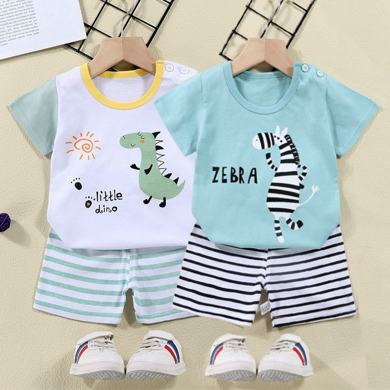 Summer Clothing For Baby Boy - 코튼 티셔츠 + 반바지 2 피스