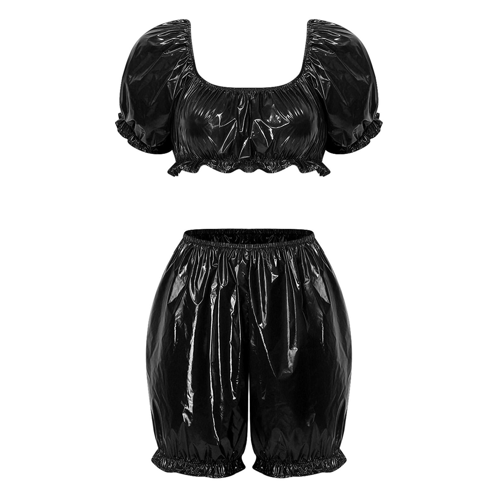 Summer Clothing For Petite Women - 여성용 웨트룩 PU 가죽 클럽웨어 의상,