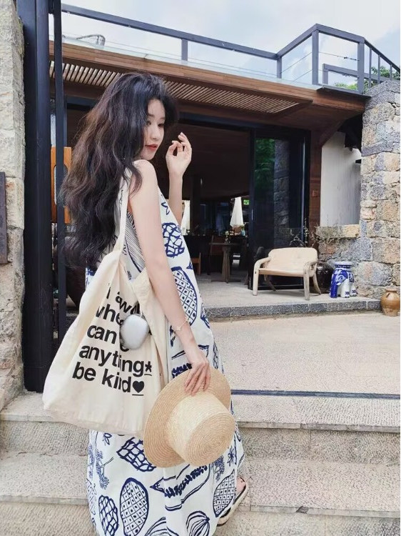 여름 루즈핏 A라인 베스트 원피스 여성 의류 플랜트 프 - Summer Clothing Tagline 리뷰 및 가격