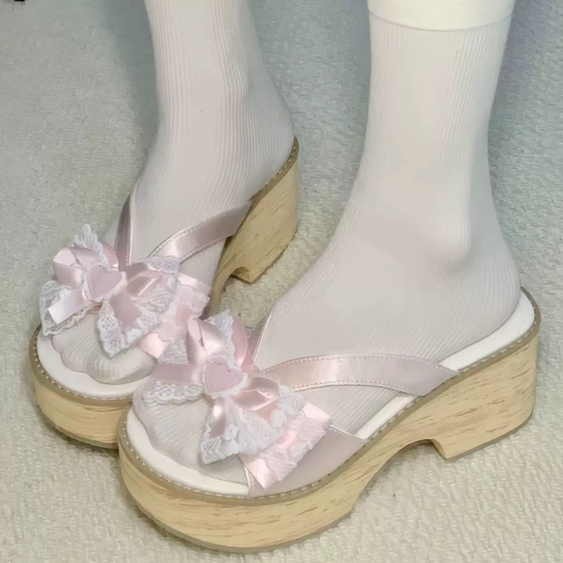 스윗 보우 우드 그레인 두꺼운 바닥 플랫폼 슬리퍼 여성 - Summer Clothing For Petite Women 리뷰 및 가격