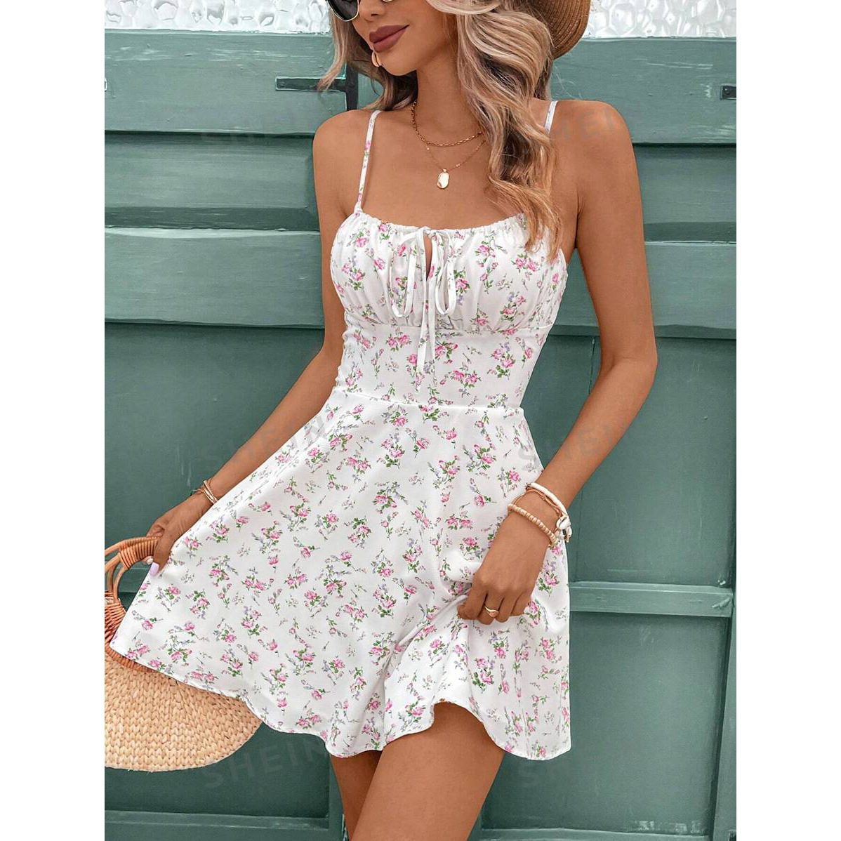 여성 의류 여성 드레스 프렌치 플로럴 프린트 스파게티  - Summer Clothing Must Haves 리뷰 및 가격