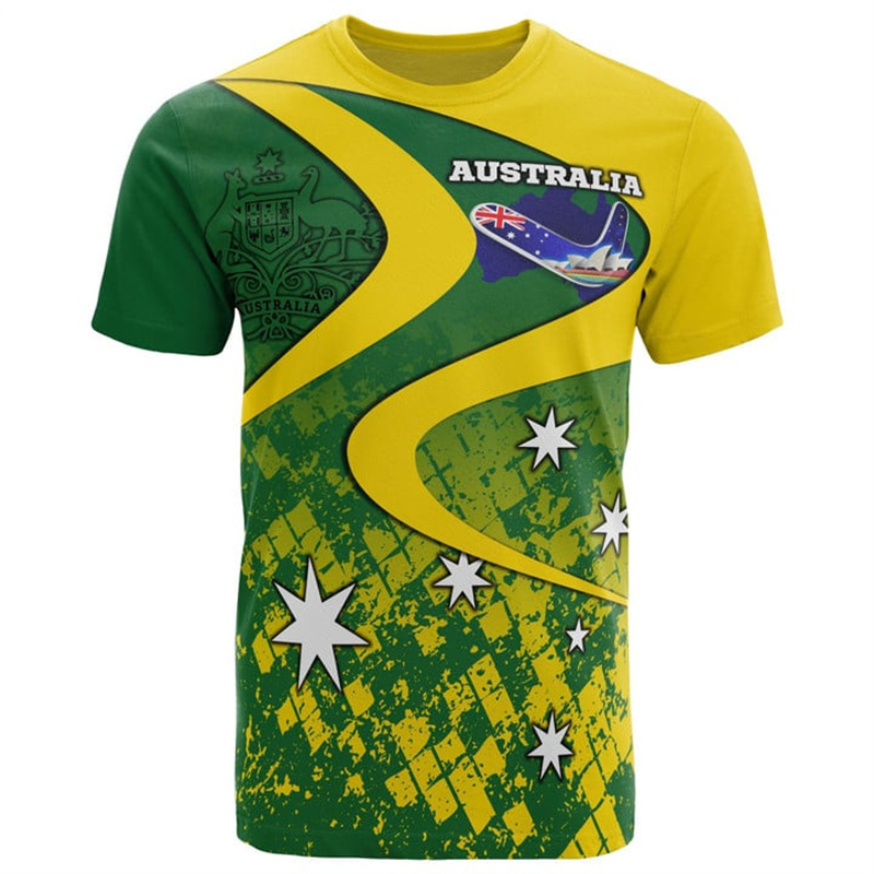 남성용 3D 프린트 호주 국기 티셔츠, 호주 국가 엠블 - Summer Clothing Australia 리뷰 및 가격