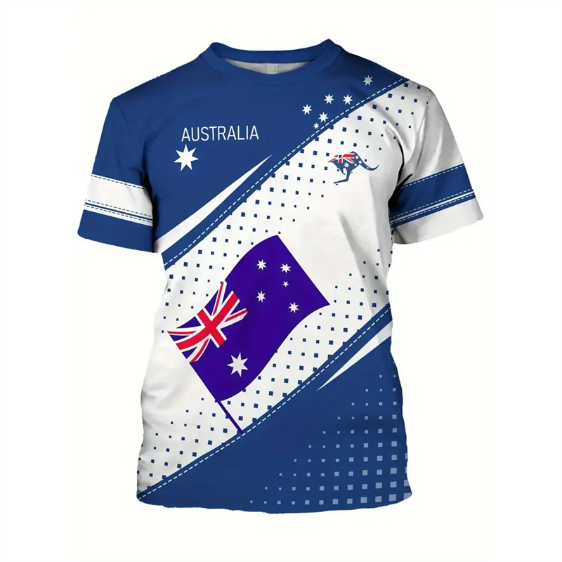 호주 국기 티셔츠 남성용, 3D 프린트 랜드마크 빌딩  - Summer Clothing Australia 리뷰 및 가격