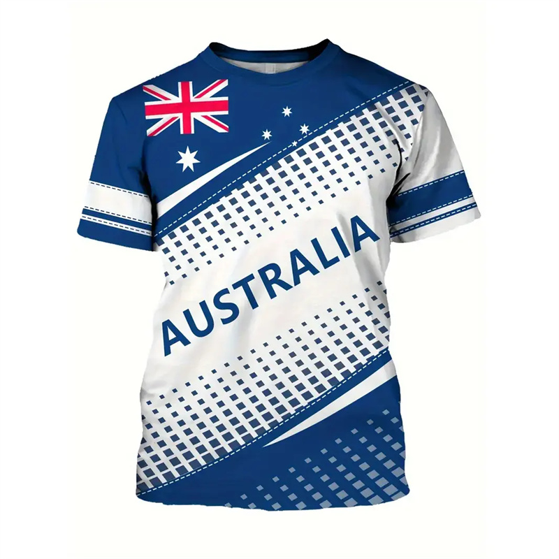 호주 국기 티셔츠 남성용, 3D 프린트 랜드마크 빌딩  - Summer Clothing Australia 리뷰 및 가격