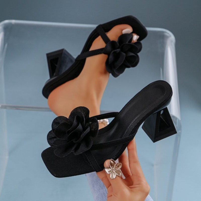 여성용 3D 꽃 장식 샌들 삼각형 컷아웃 하이힐 샌들  - Summer Clothing For Petite Women 리뷰 및 가격