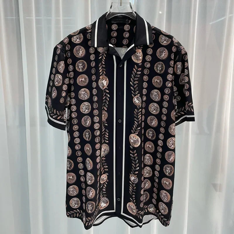 로얄 럭셔리 남성 셔츠 세트 빈티지 패턴 캐릭터 프린트 - Summer Clothing Essentials 리뷰 및 가격