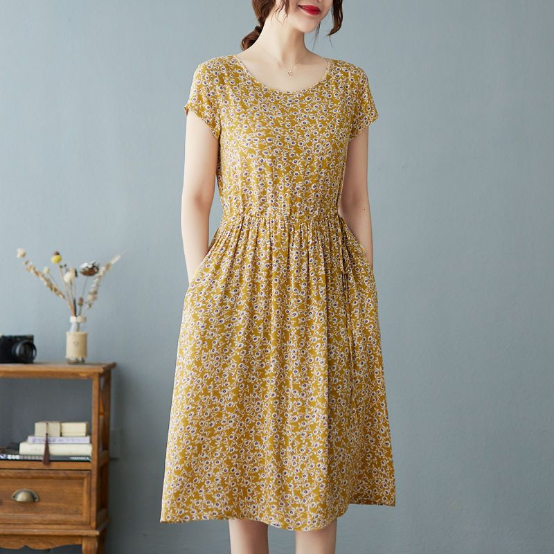 보헤미안 여성 캐주얼 플로럴 롱 드레스, 반팔 슬림 패 - Sundress Midi Floral 리뷰 및 가격